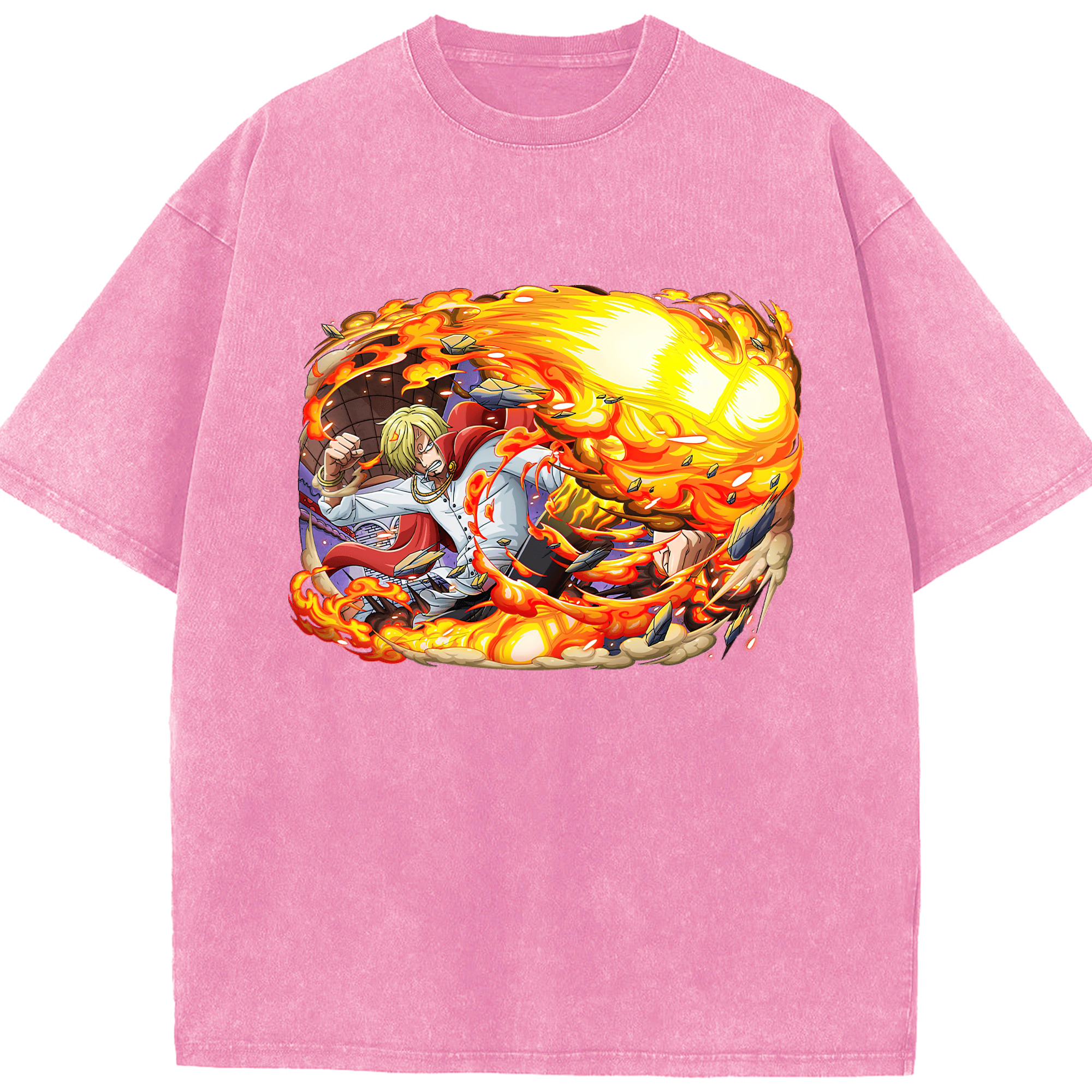 ワンピース サンジ ONE PIECE Sanji 綿100% ヴィンテージ風 半袖Tシャツ（フロントプリント）